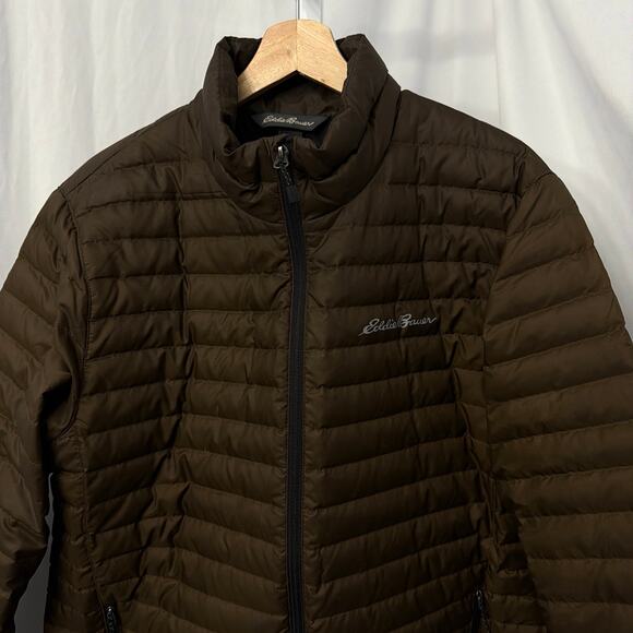 Eddie Bauer Down Puffer Jacket Mens Size Medium Brown Full Zip - Picture 6 of 11